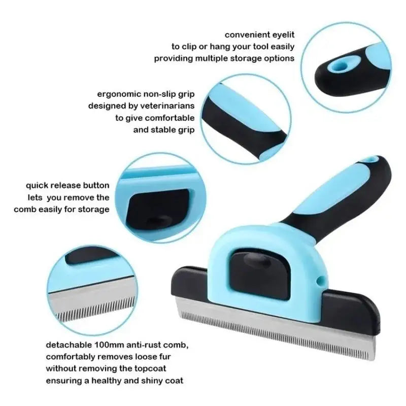 FellZart Onderwolborstel voor Honden & Katten | Dubbelzijdig & Vervangbaar Mes | Ontklitten & Haarverwijdering