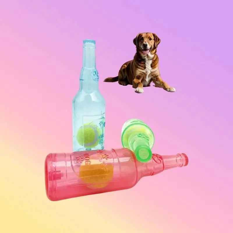 Hondenspeeltje BounceBottle | Piept & Stuitert | TPR-Rubber met Tennisbal-Design | Voor Kleine tot Grote Honden