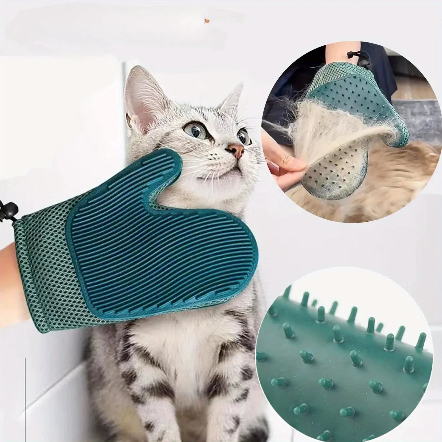 Pawrella 2-in-1 Huisdierhandschoen | Vachtverzorging & Haarverwijdering in één | Voor katten & honden | Siliconen nopjes | Wasbaar