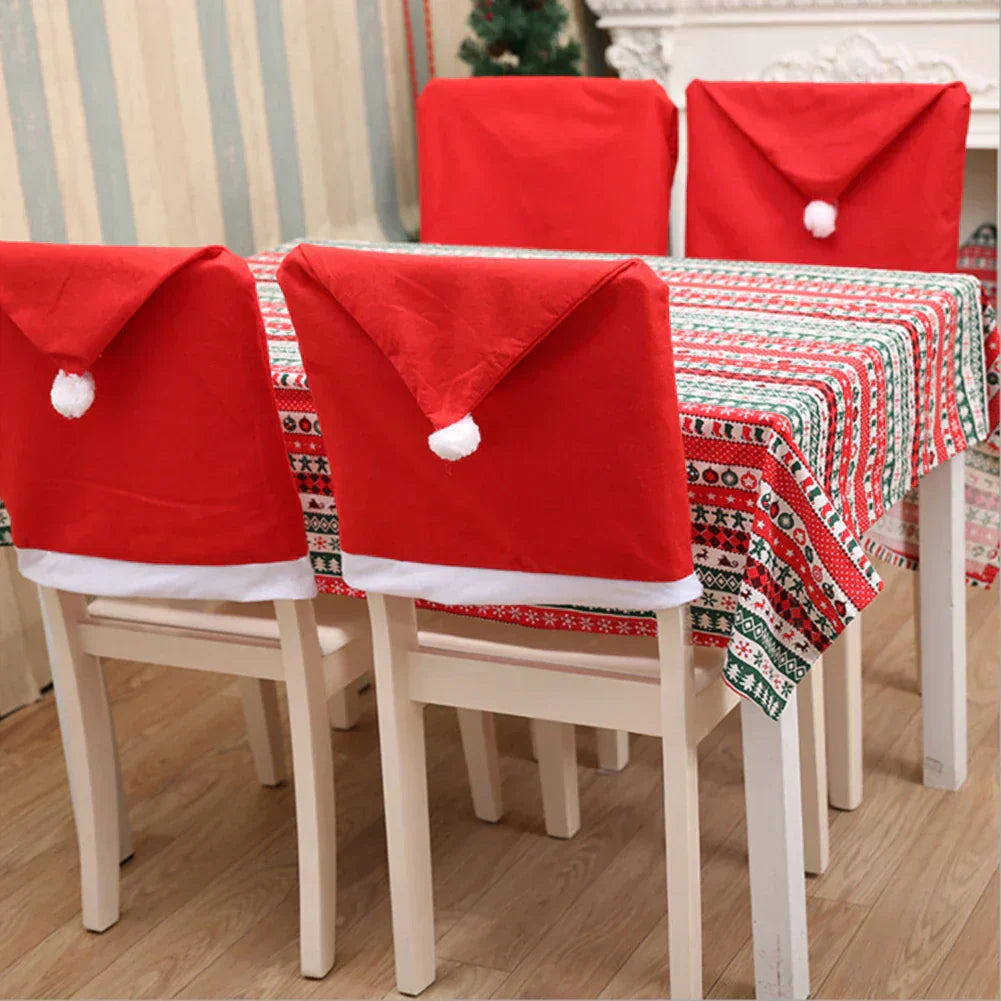 SantaSeat Kerst Stoelhoezen – Set van decoratieve stoelhoezen met kerstman-design