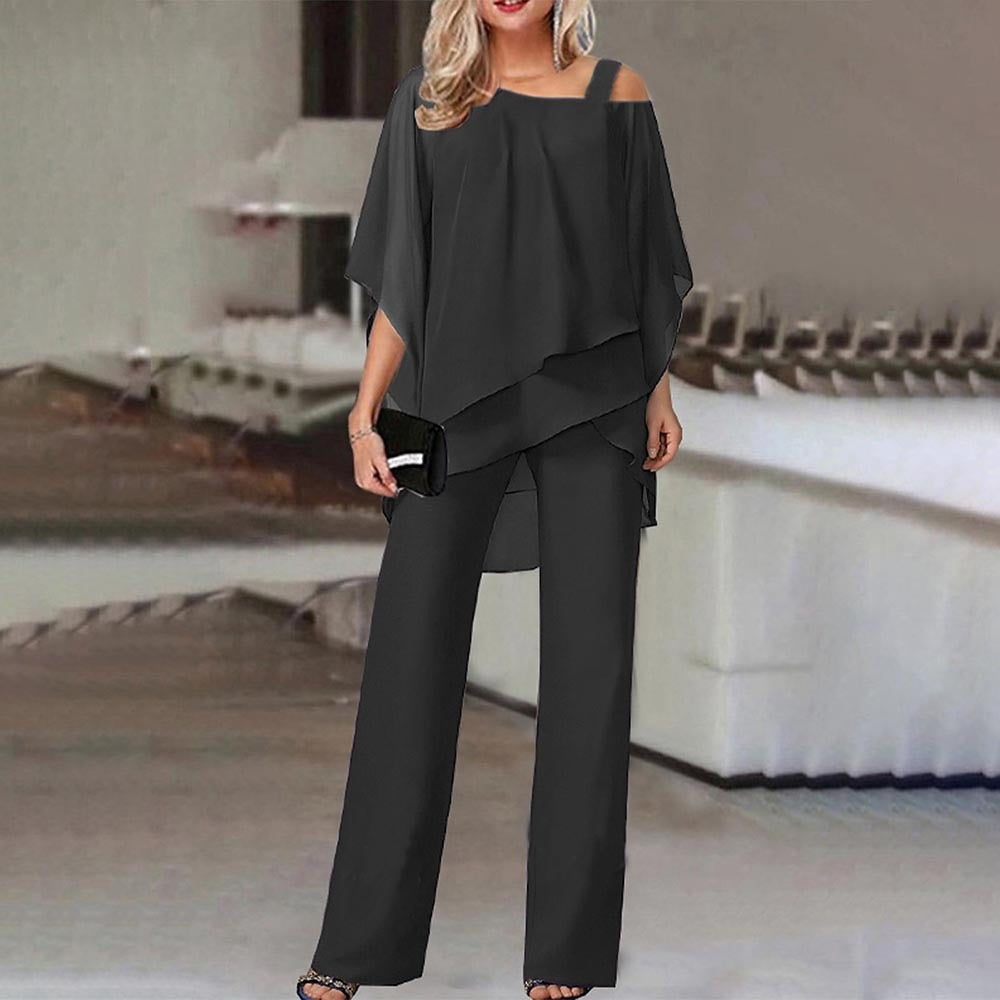 Elegante Dames Jumpsuit – Cold-Shoulder Overall met Lange Pijpen