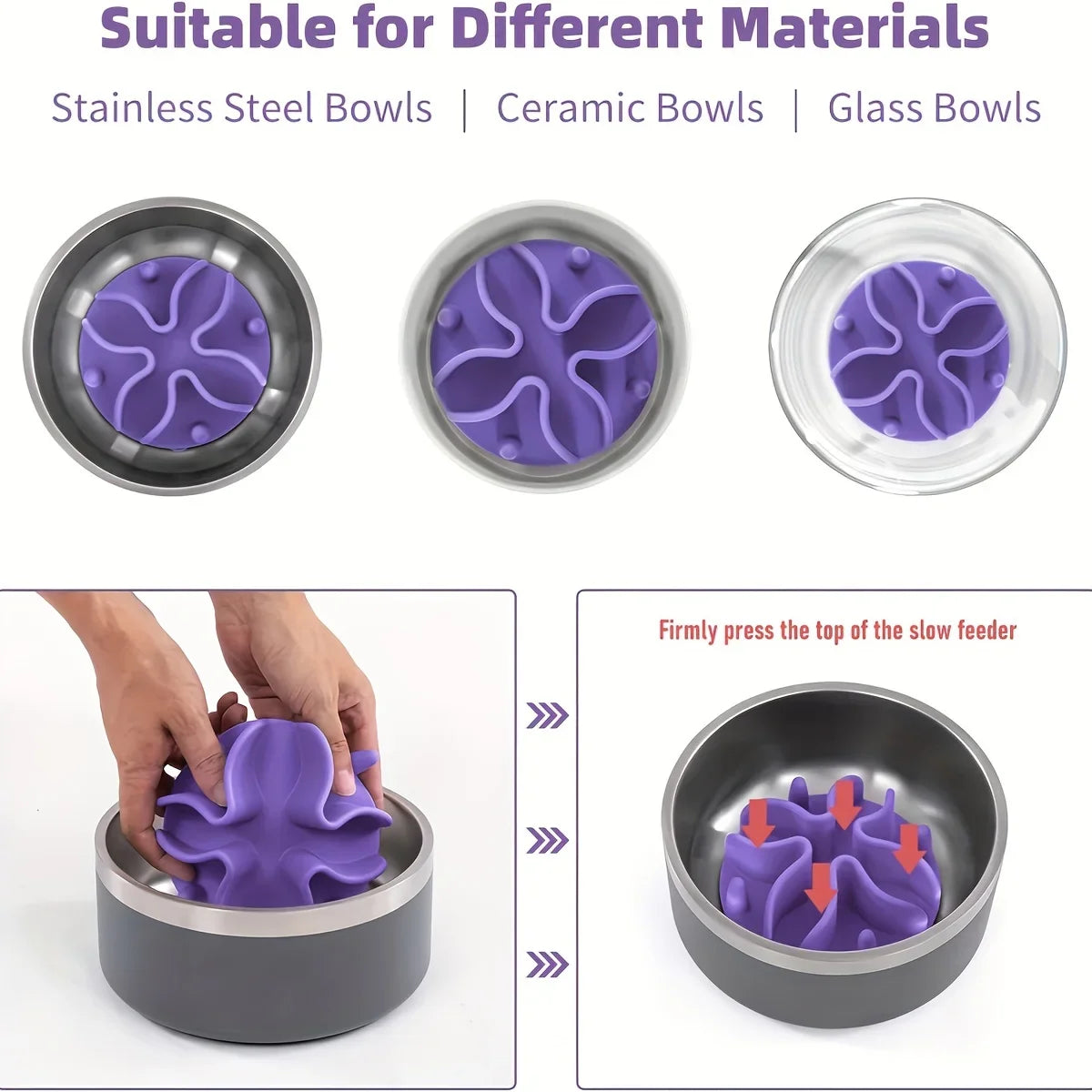 Mindrauf Langzaam-Eten-Inzet voor Hondenkommen | Bevordert een gezonde spijsvertering & mentale stimulatie | Van zacht siliconen | Geschikt voor alle maten