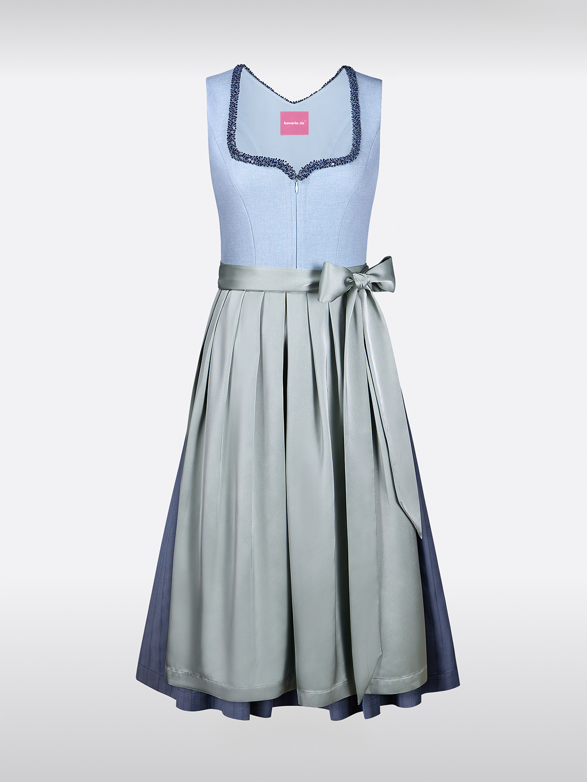 Blauwe Hart-Uitsnede Gestructureerd Patroon Dirndl