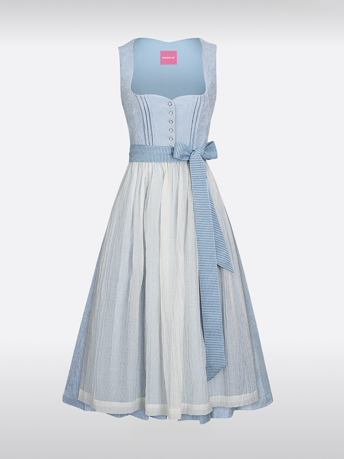 Blauw Hartvormige Halslijn Knopen Dirndl