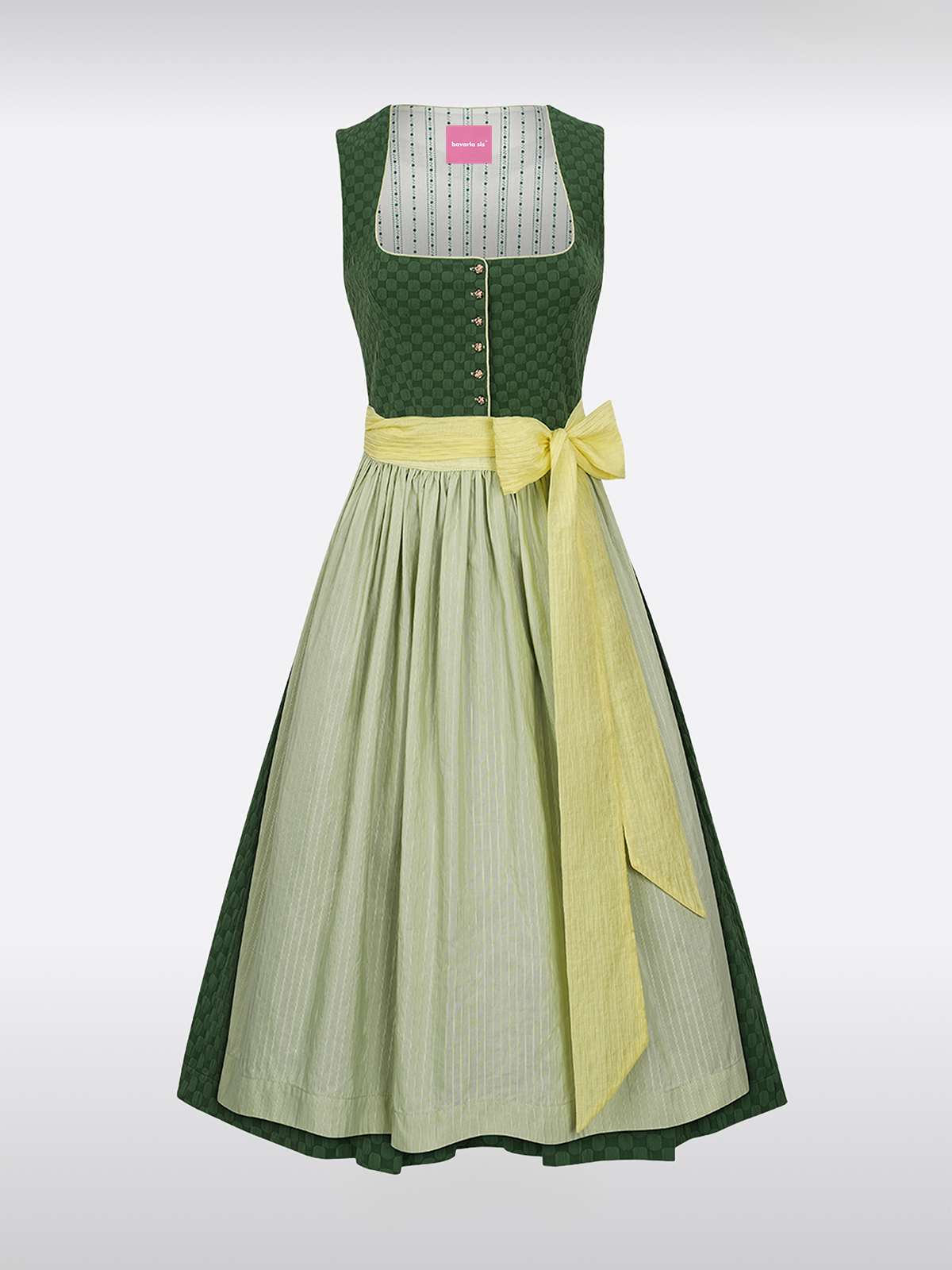 Groene Rechte Halslijn Knopen Dirndl