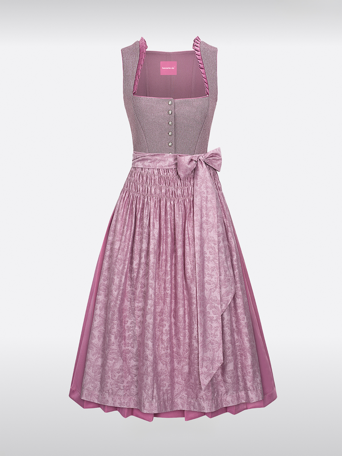 Lila Rechte Halslijn Knopen Dirndl