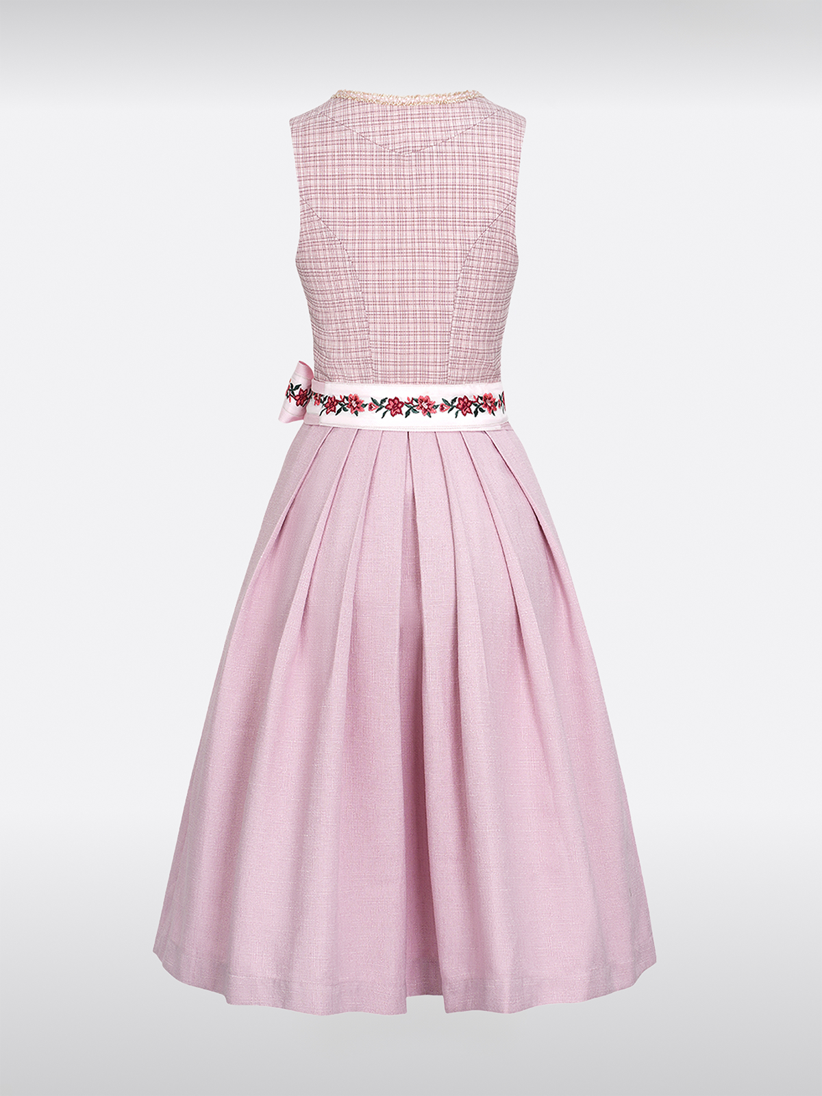 Rosa Rechte Halslijn Knopen Dirndl