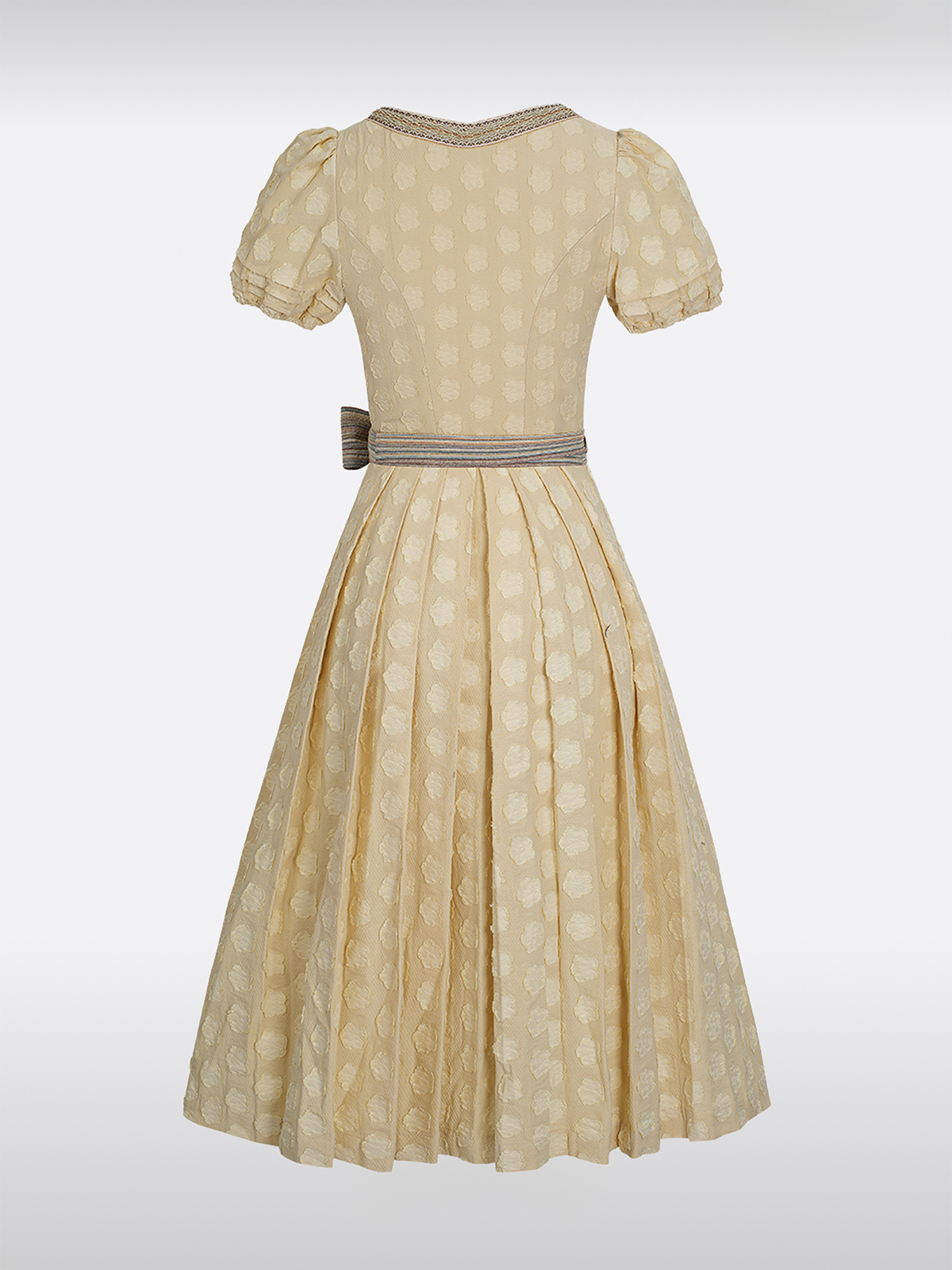 Geel Rechte Halslijn Rits Voorkant Dirndl