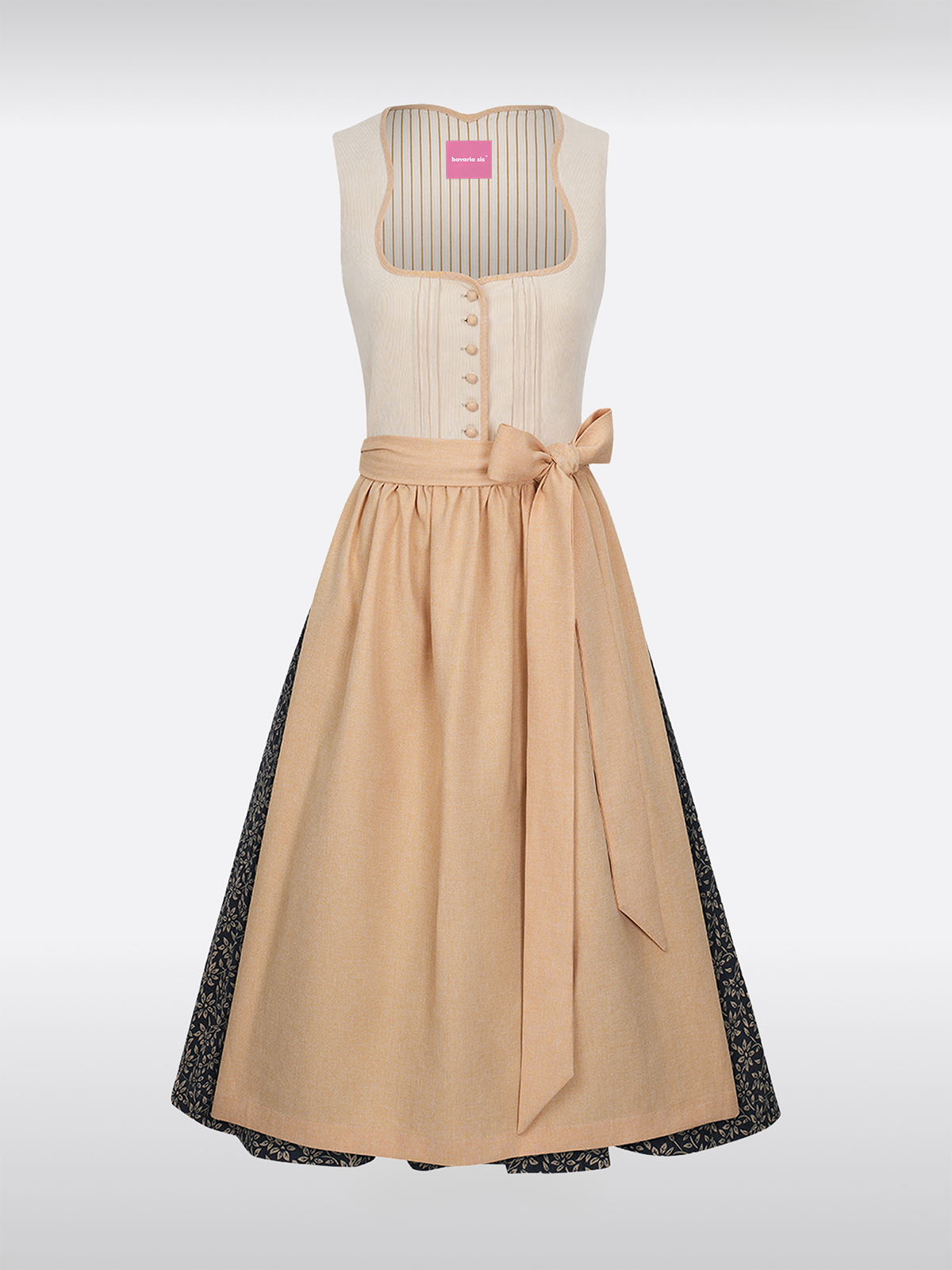 Geel Rechte Uitsnede Knopen Dirndl