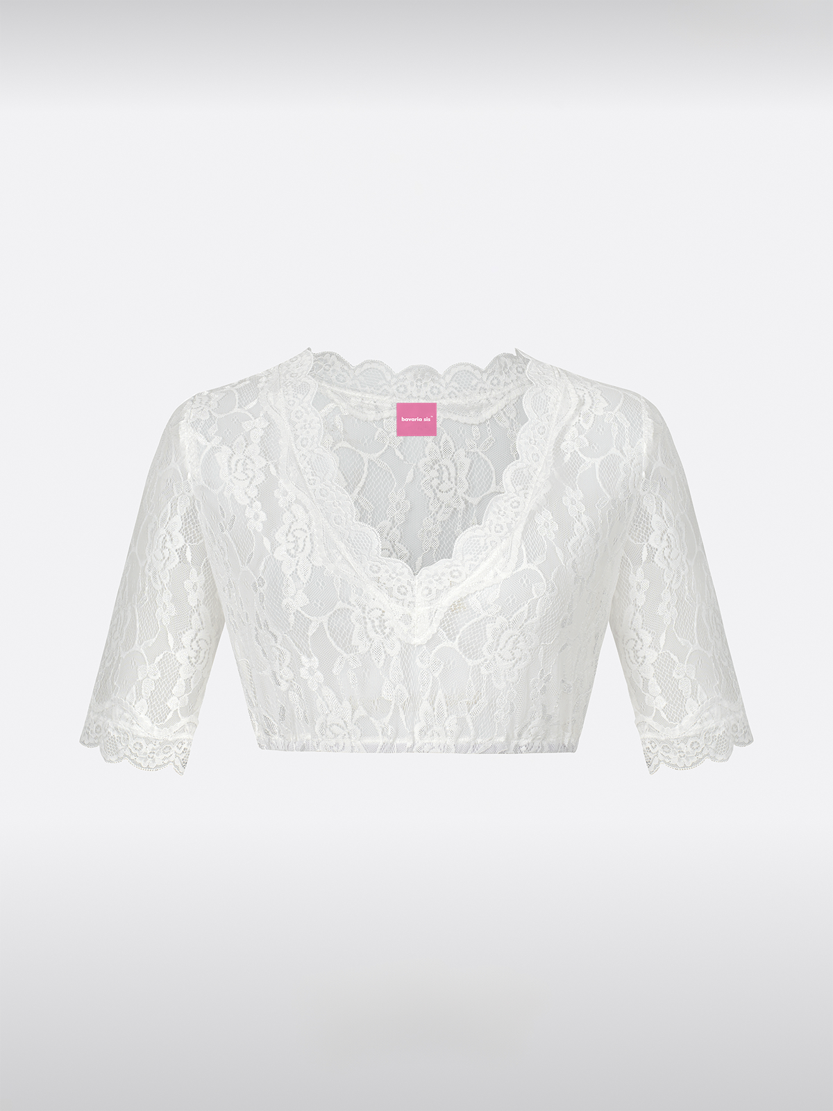 Witte Dirndlblouse met Lange Mouwen van Kant