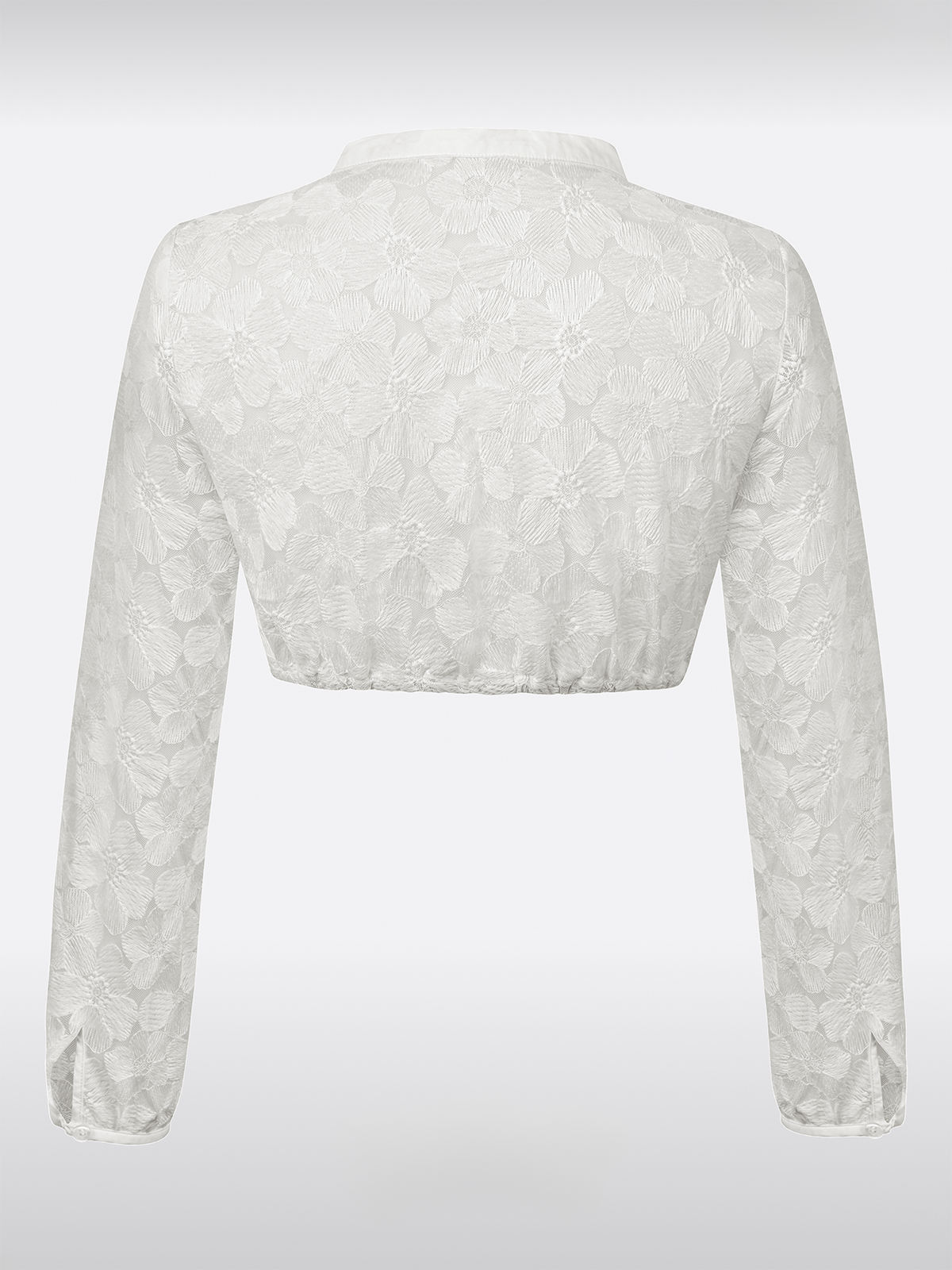 Witte Lange Mouwen V-hals Dirndlblouse van Kant