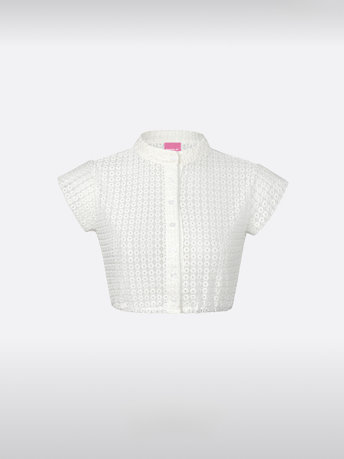 Witte Korte Mouwen Dirndlblouse van Kant