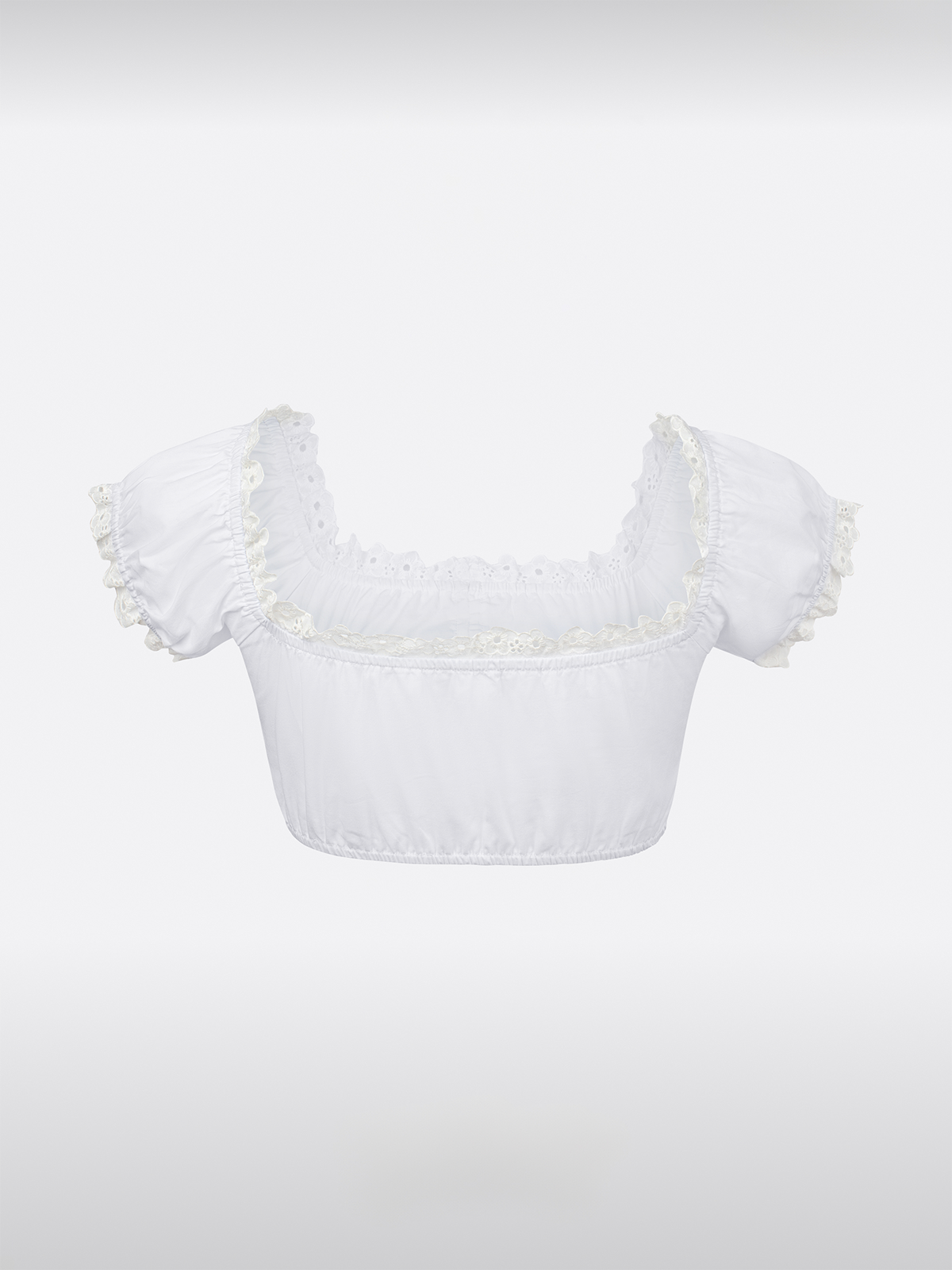 Witte korte mouw schoudervrije Dirndlblouse