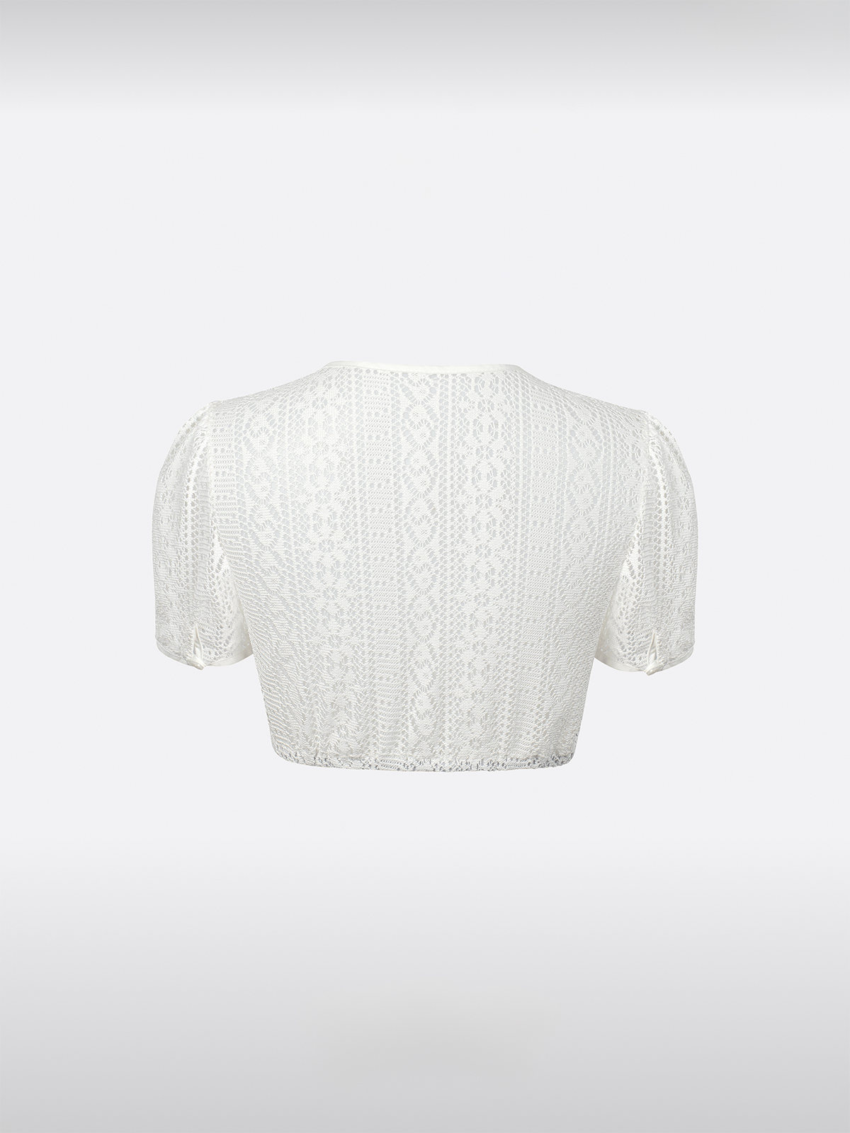 Witte korte mouw Rundhals Dirndlblouse van kant