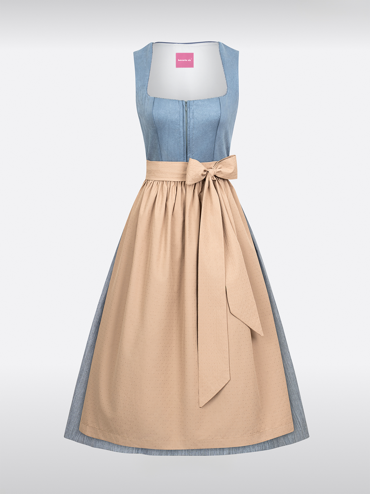 Blauwe Rechte Halslijn Traditionele Dirndl