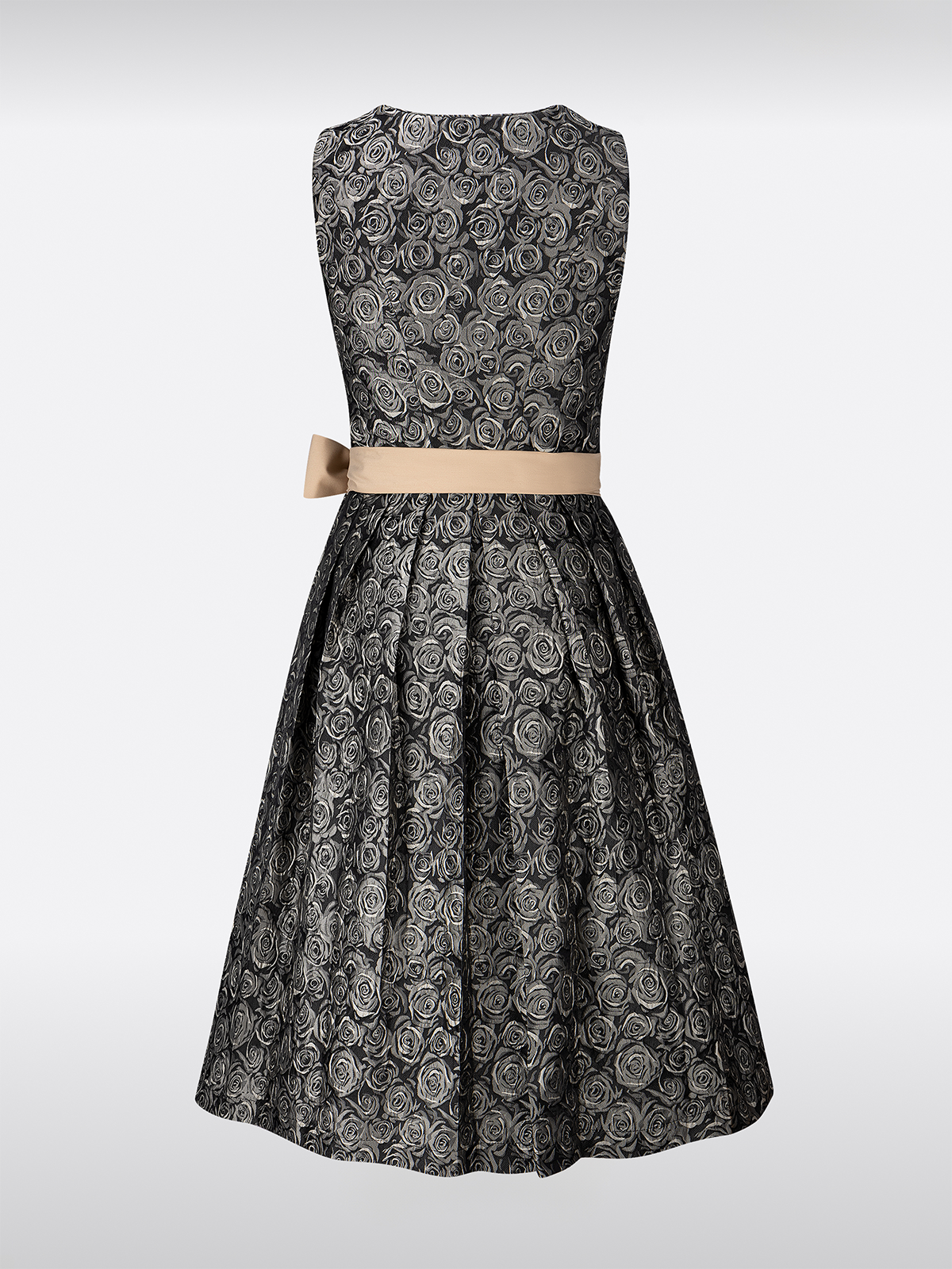 Geel Rechte Halslijn Knopen Bloemenpatroon Dirndl