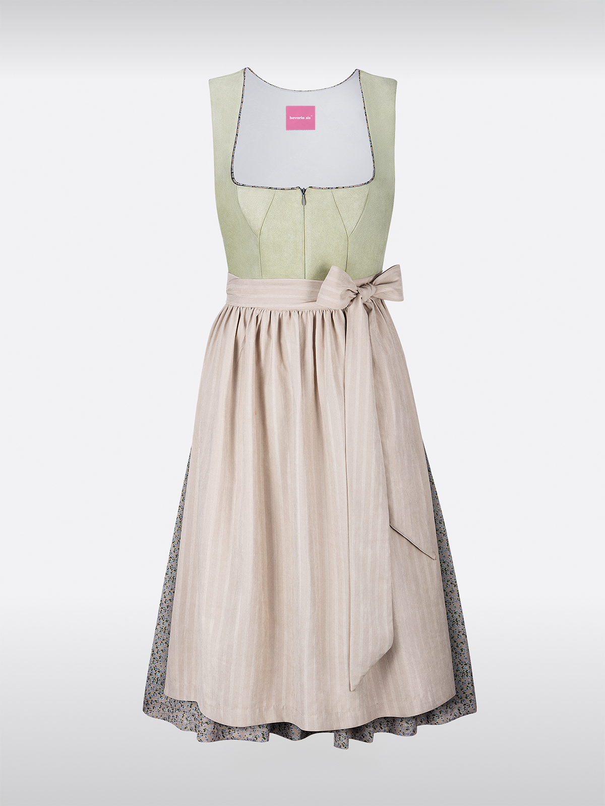 Groene Rechte Uitsnede Met Bloemenpatroon Dirndl