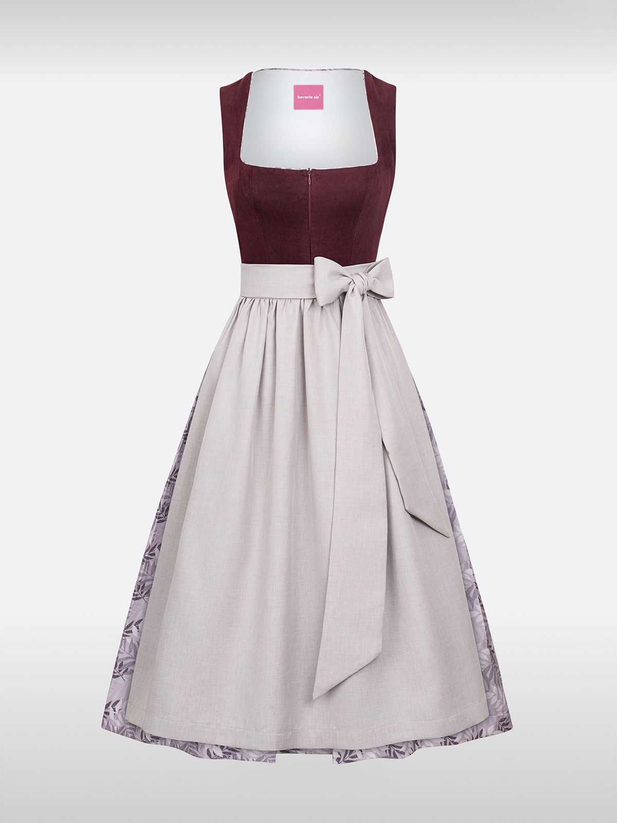 Lila Rechte Halslijn Traditionele Dirndl met Suède Lijfje