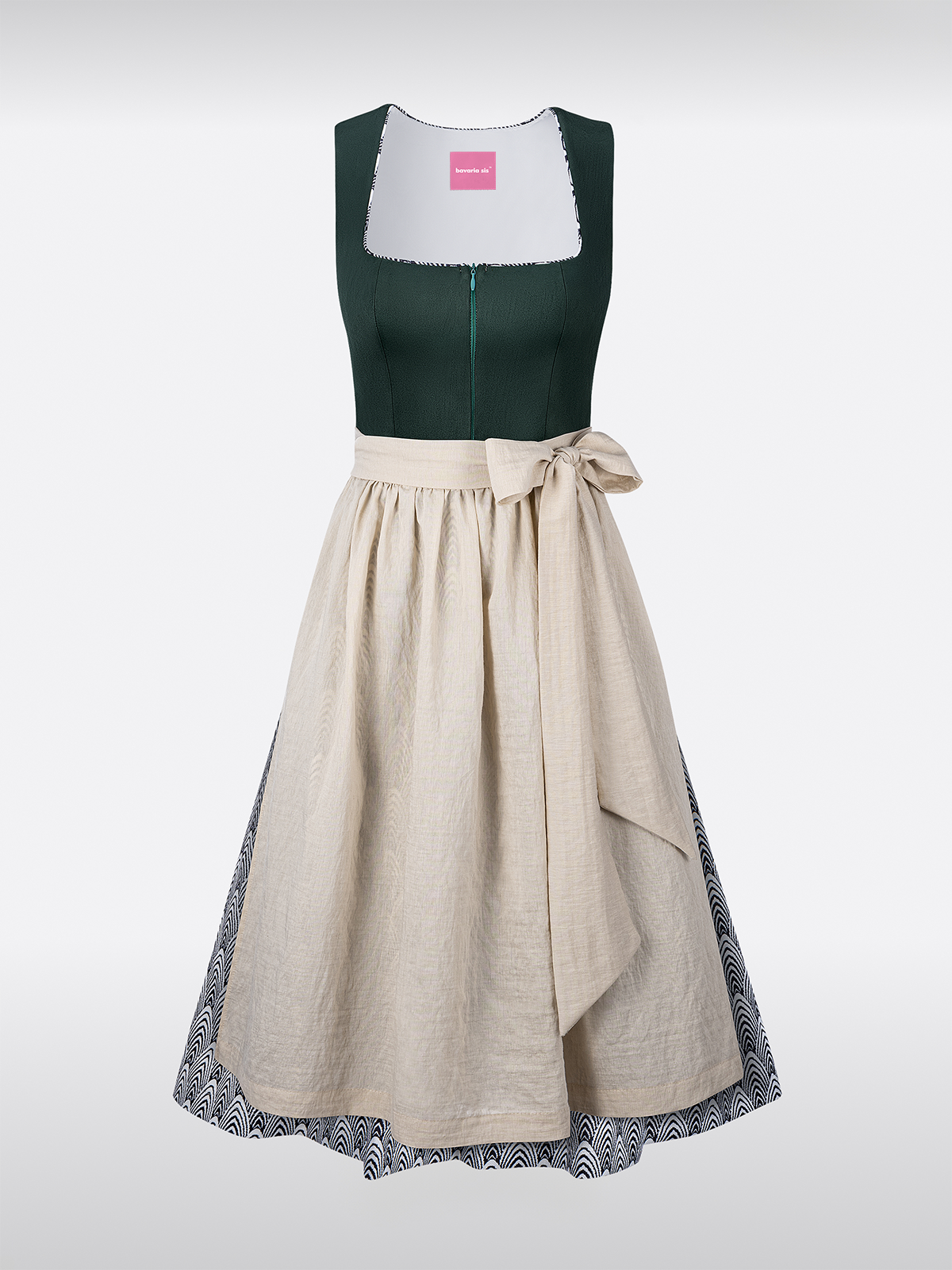 Groene Dirndl met Suède Lijfje Patroon