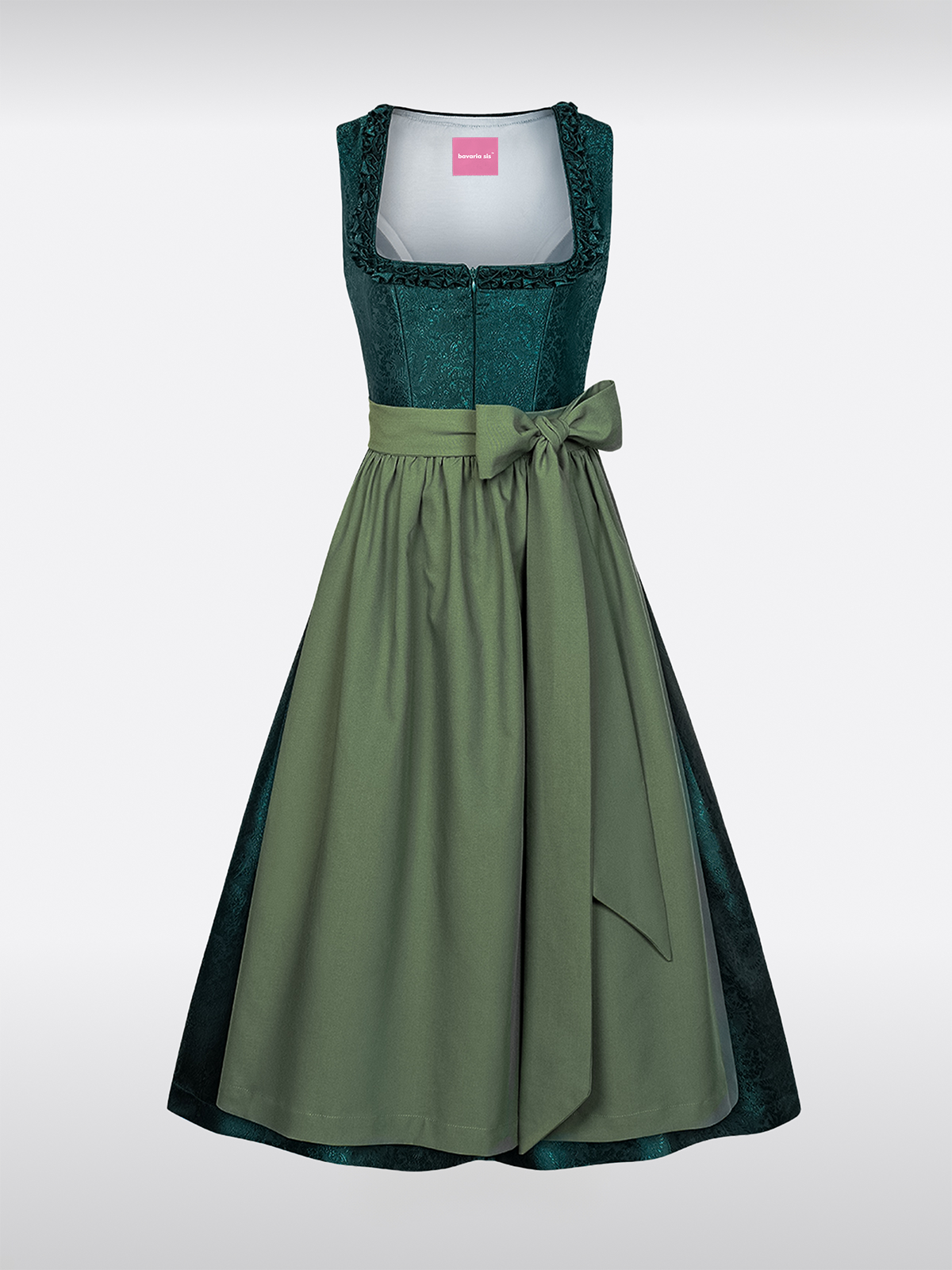 Groene Rechte Halslijn Rits Voorkant Dirndl