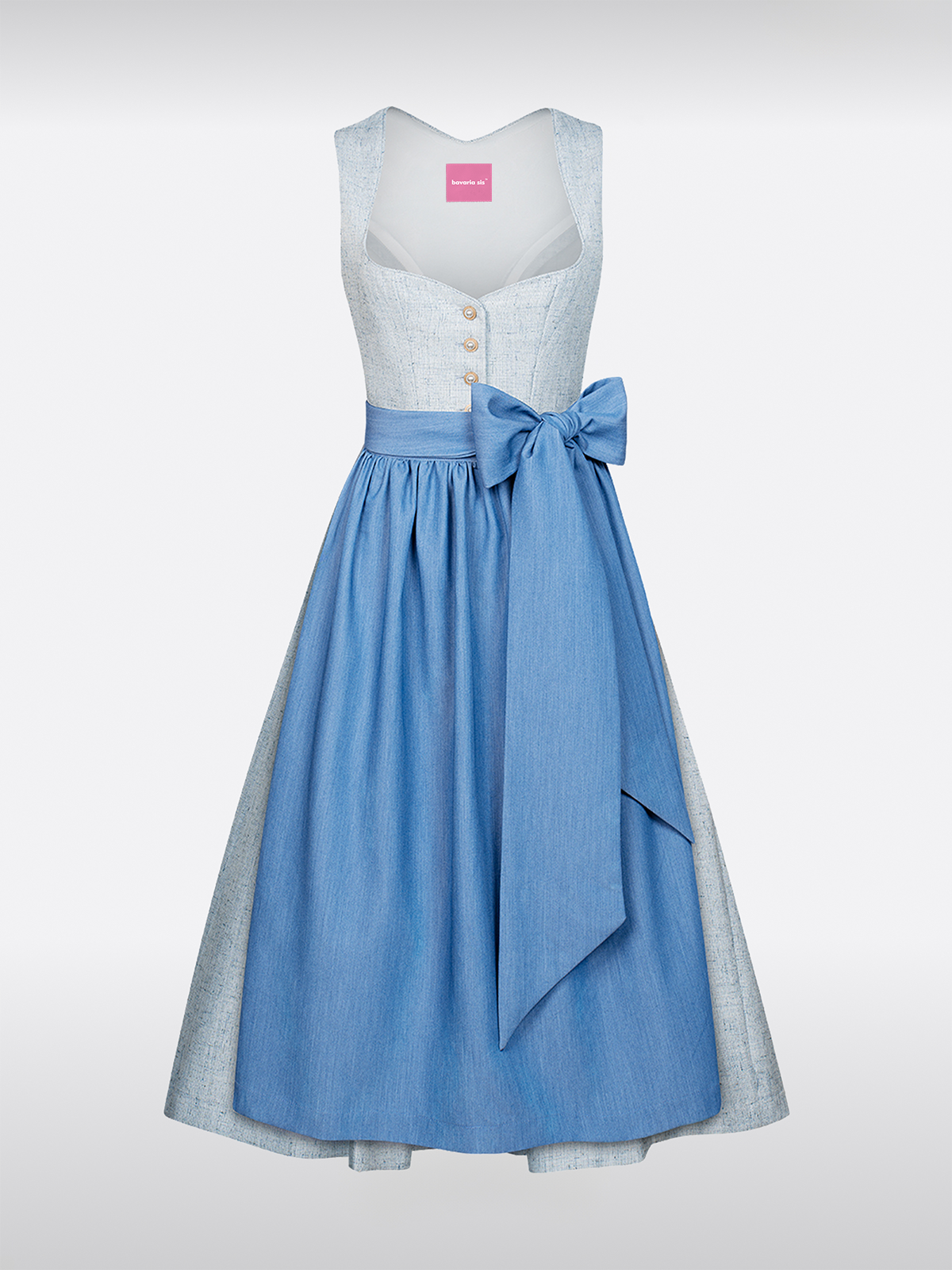 Blauwe Hartvormige Uitsnijding met Knopen Dirndl