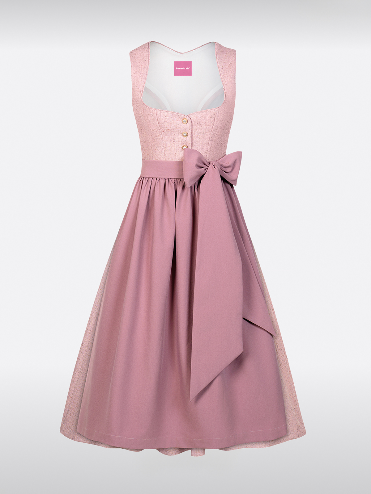 Rosa Hart-Uitsnijding Knopen Dirndl