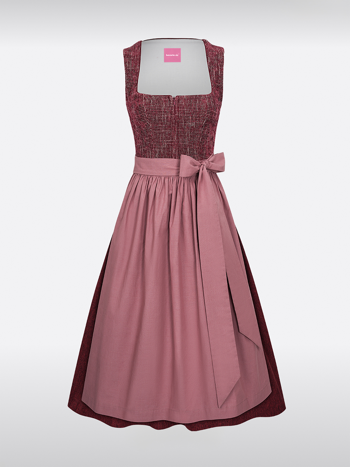 Rode Rechte Halslijn Rits Voorkant Dirndl