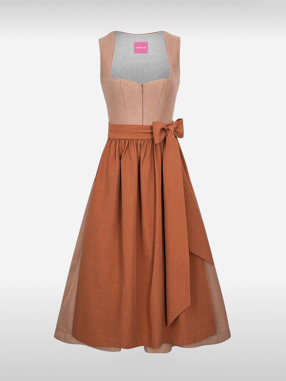 Braun Hartvormige Uitsnede Rits Vooraan Dirndl