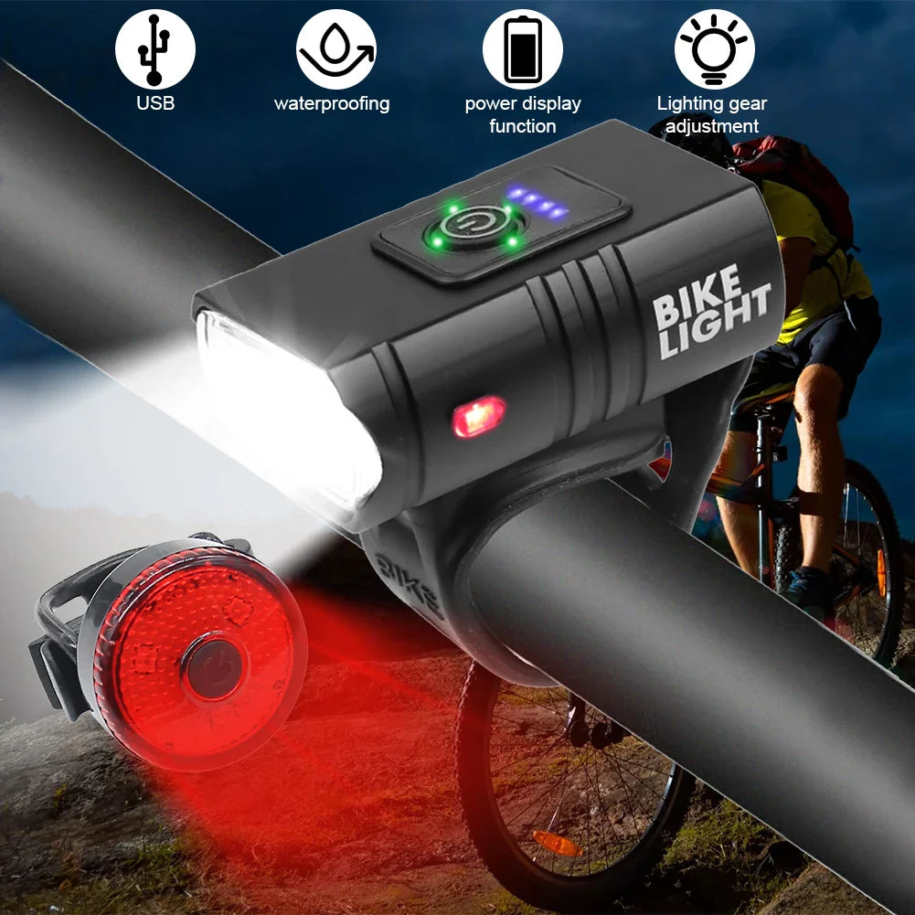 USB Oplaadbare LED Fietslicht Set – Waterdichte Fiets Koplamp en Achterlicht met Meerdere Modi voor Veiligheid en Zichtbaarheid