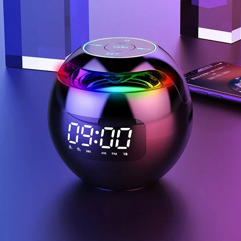 Multifunctionele Bluetooth Alarmklok Speaker met LED-display en Kleurrijke Nachtlamp – 2200mAh Batterij
