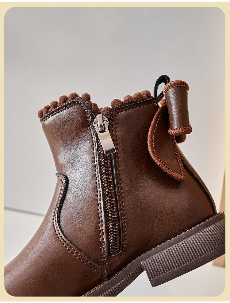 LeerLief Meisjes Enkellaars – Comfortabele PU-lederen laarzen met antislipzool en zijrits