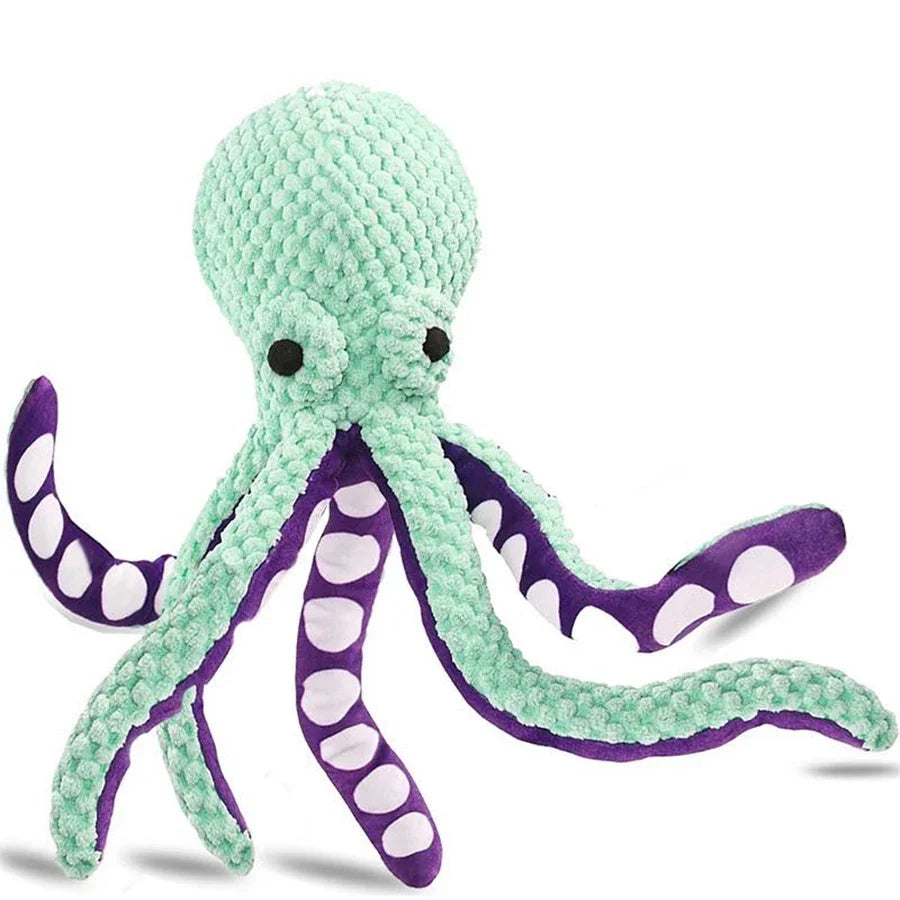 PfotenFreund Hondenspeelgoed Octopus | Met Piepfunctie | Anti-Verveling & Tandverzorging | Zacht Pluche in Blauw