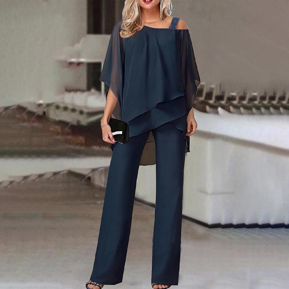 Elegante Dames Jumpsuit – Cold-Shoulder Overall met Lange Pijpen