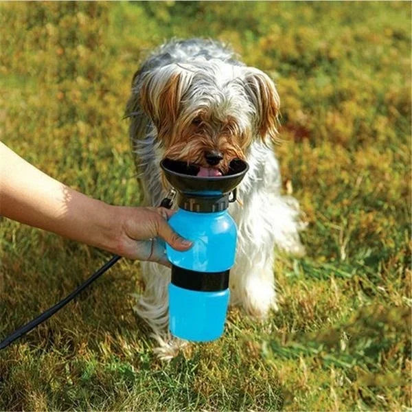 Honden Drinkfles HydroPaws | 2-in-1 met Kom | Lekvrij & Draagbaar | 500ml | Blauw, Roze, Grijs