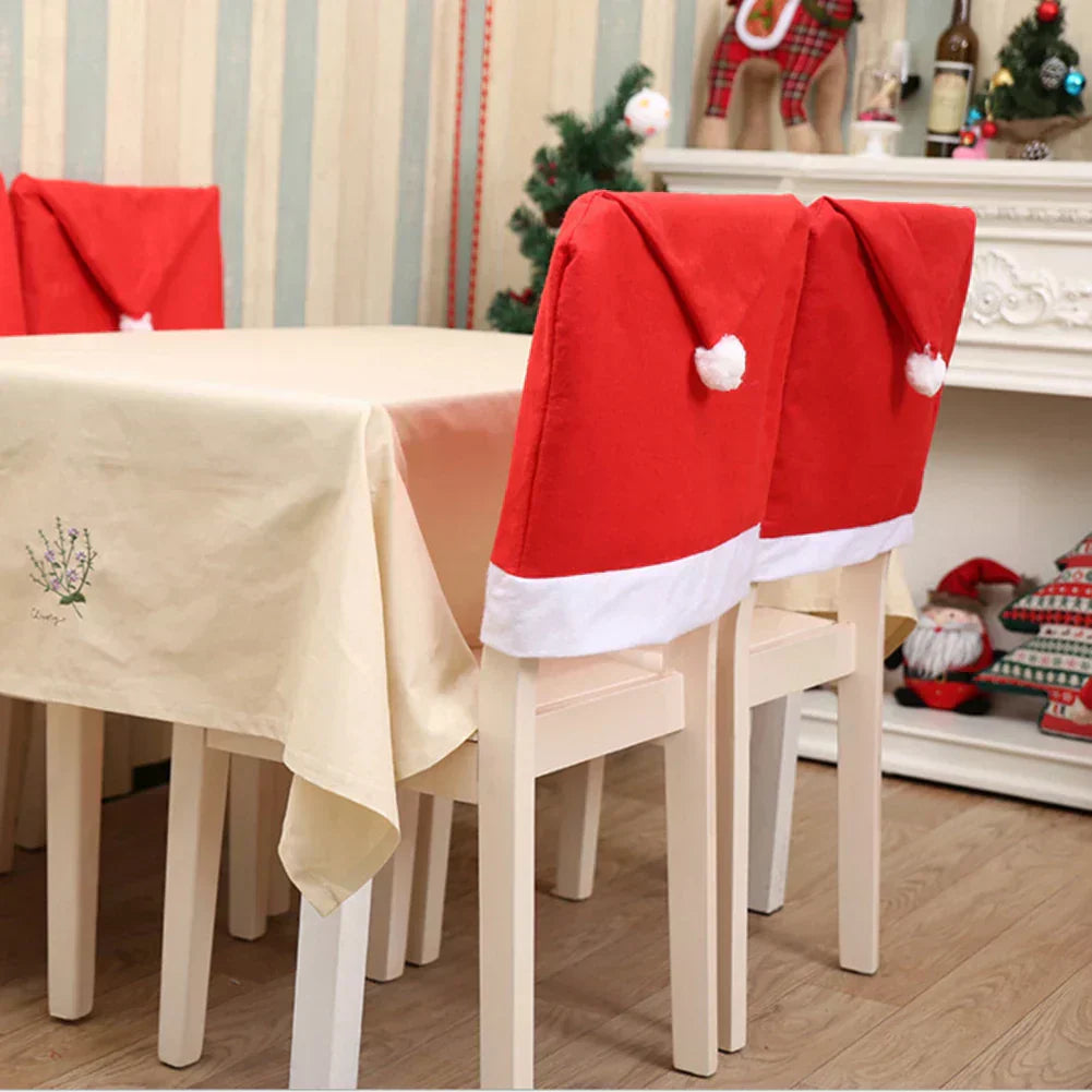 SantaSeat Kerst Stoelhoezen – Set van decoratieve stoelhoezen met kerstman-design