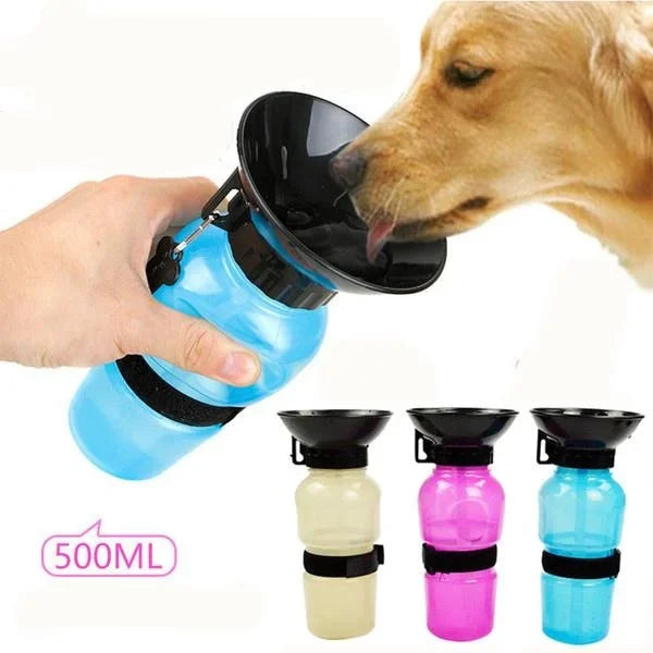 Honden Drinkfles HydroPaws | 2-in-1 met Kom | Lekvrij & Draagbaar | 500ml | Blauw, Roze, Grijs