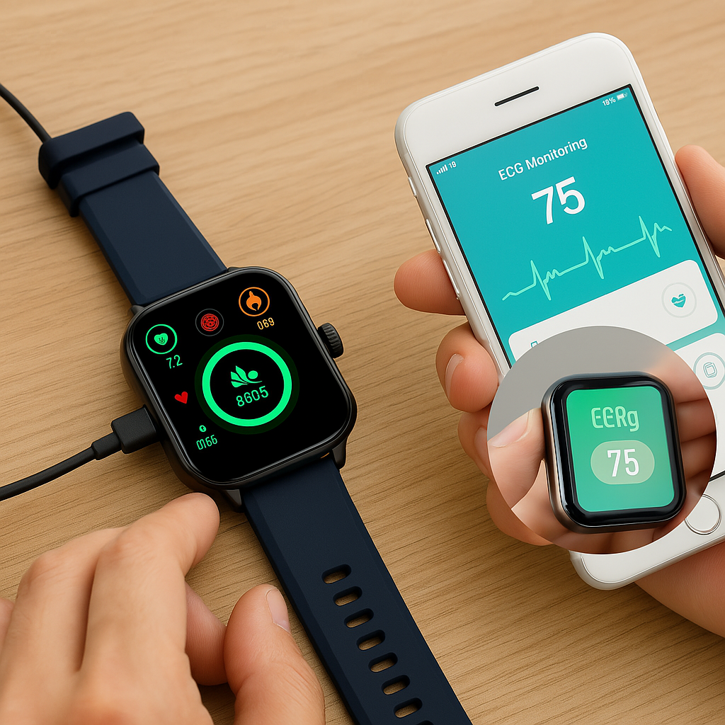 Smartwatch voor Gezondheid & Fitness – EKG, Bloeddruk, Hartslagmeting – Compatibel met iOS & Android