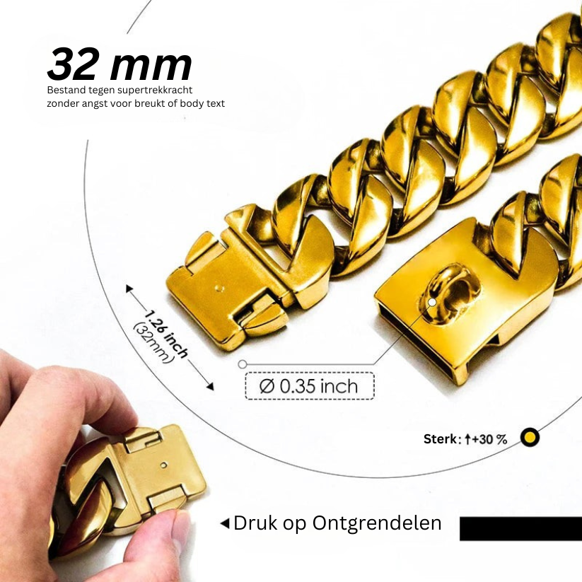 KrachtHals Metalen Hondenhalsband – Robuuste RVS Halsband voor Grote Honden
