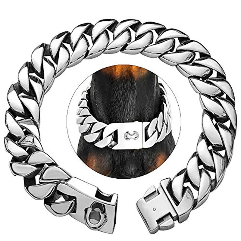 KrachtHals Metalen Hondenhalsband – Robuuste RVS Halsband voor Grote Honden