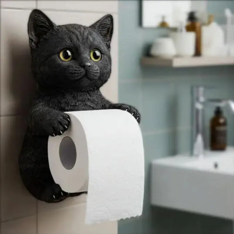 CatCharm Toiletpapierhouder – Speelse Wandhouder met Kattenkop van Hars