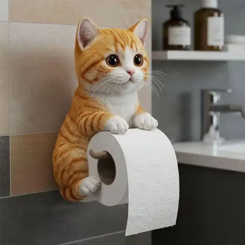 CatCharm Toiletpapierhouder – Speelse Wandhouder met Kattenkop van Hars