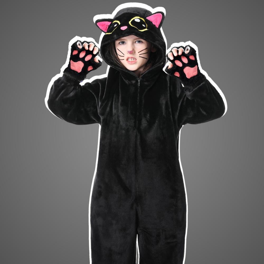 Halloween Kinderen Kat Kostuum Onesie Cosplay Outfit