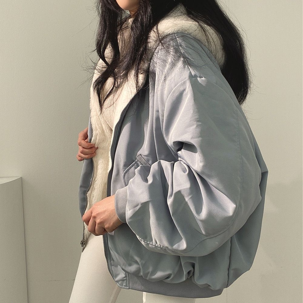 Omkeerbare Fleece Damesjas – Warme lichte Winterjas met Kapuze