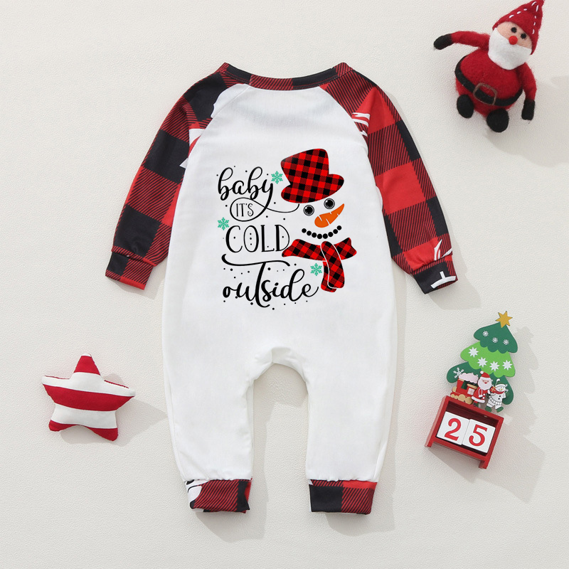 Rood Geruite Sneeuwman Patroon Bijpassende Familie Kerst Pyjama Sets