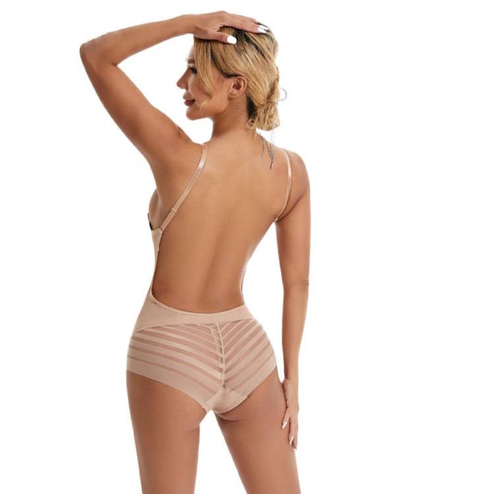 Dames Rugloze Shapewear Bodysuit met Ingebouwd Ondersteunend Beha & Open-Kruis Ontwerp