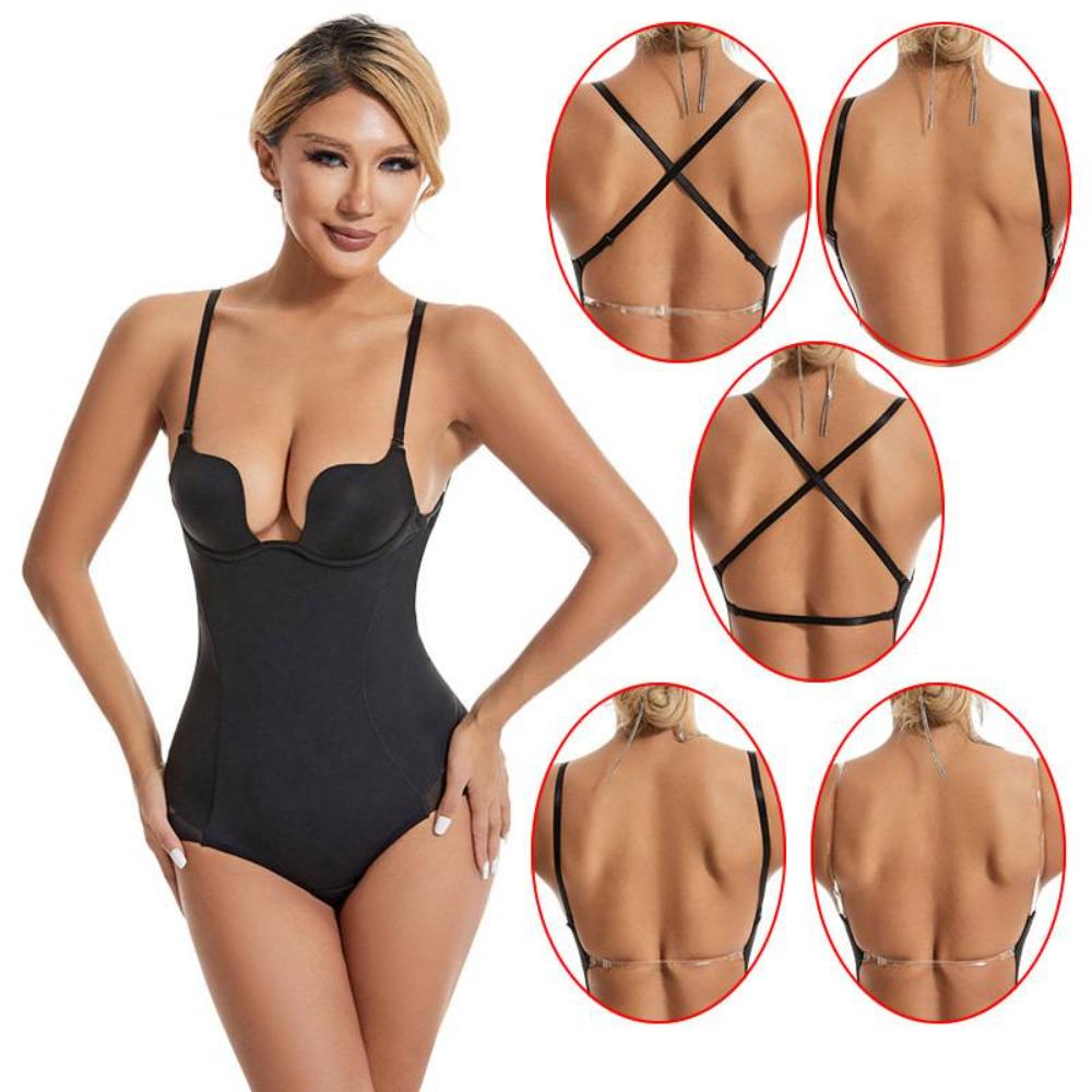 Dames Rugloze Shapewear Bodysuit met Ingebouwd Ondersteunend Beha & Open-Kruis Ontwerp