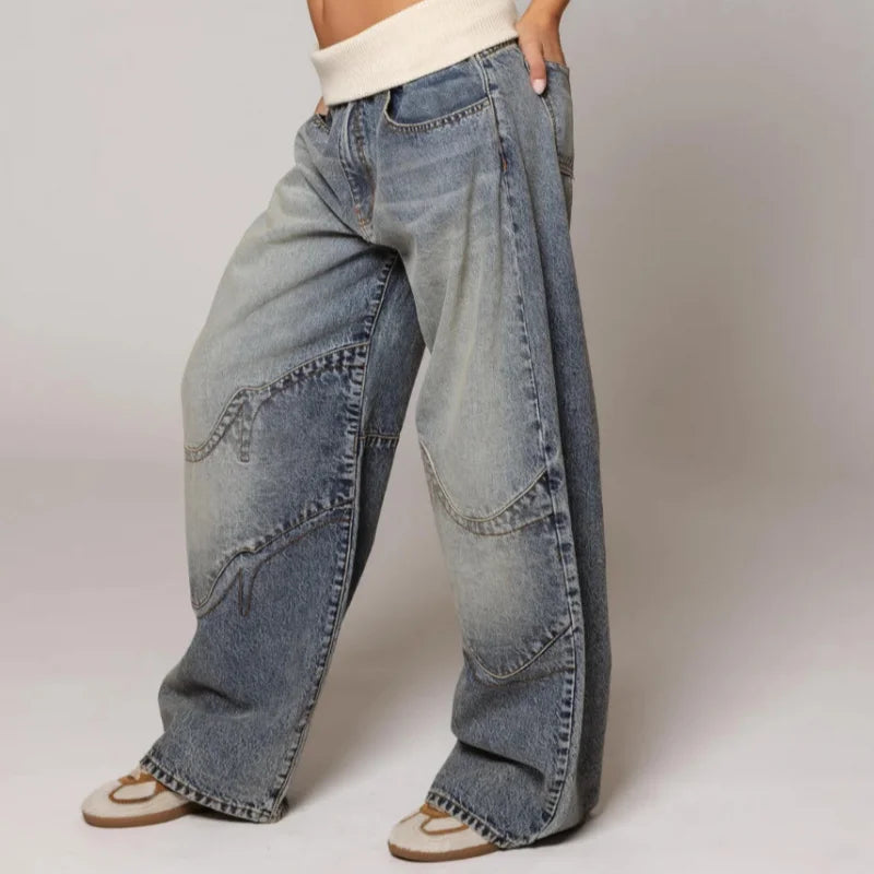 Vanessa Baggy Jeans Dames – Vintage wijde Denim-Broek