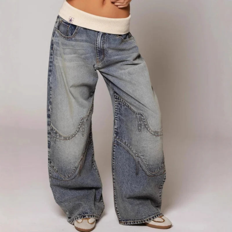 Vanessa Baggy Jeans Dames – Vintage wijde Denim-Broek