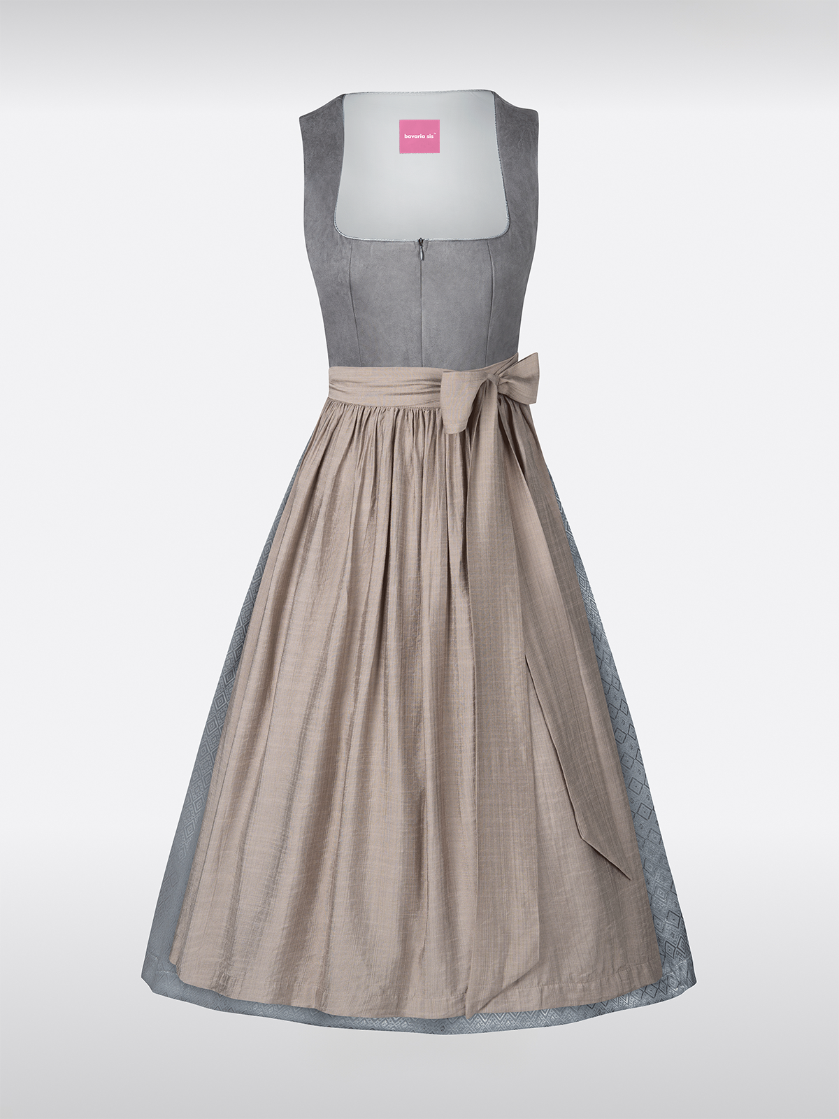 Grijze Rechte Halslijn Rechte Halslijn Gestructureerde Dirndl