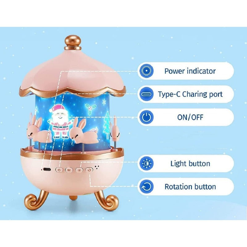 Frostwave | Kinderen 360° Rotating Konijn Nachtlamp Projector